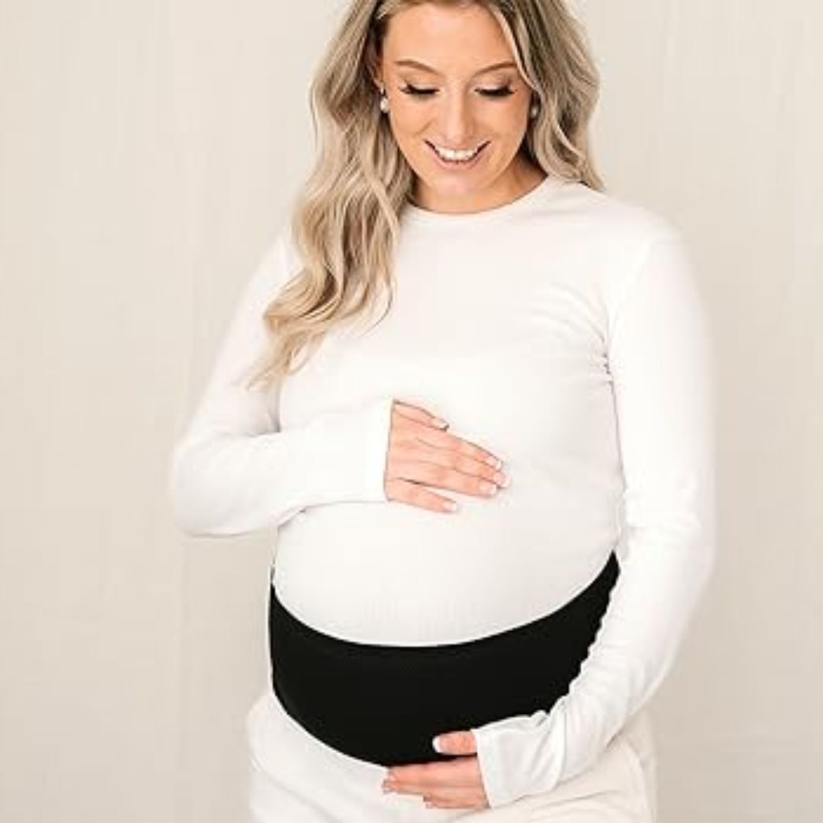 KeaBabies Ease Maternity Belly Band Support Belt M/L - Classic Ivory - Adjustable and Supportive Fit