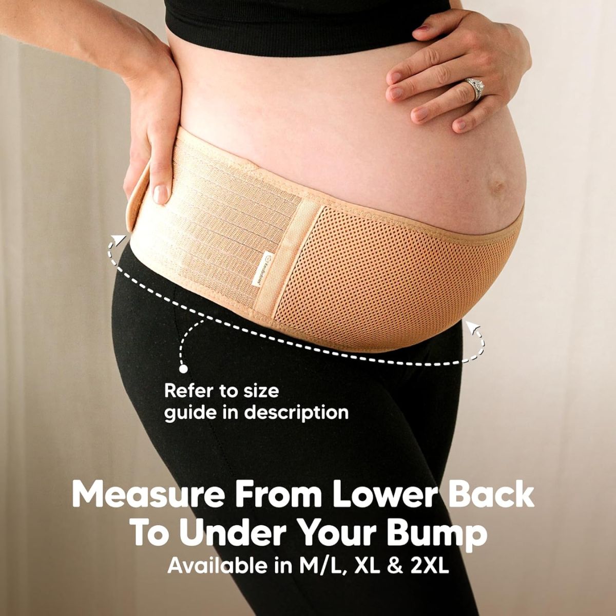 KeaBabies Ease Maternity Belly Band Support Belt M/L - Classic Ivory - 360° Ergonomic Pregnancy Support